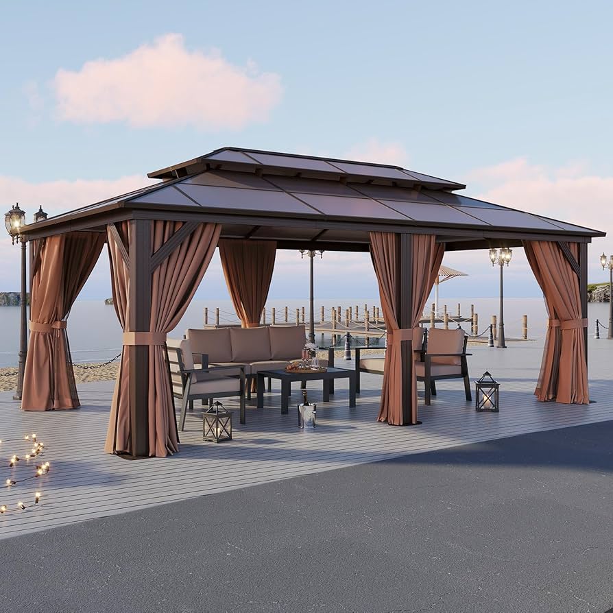 Marlboro サンシェルター Amazon.com : Aoxun 12'x20' Hardtop Gazebo, Aluminum Frame